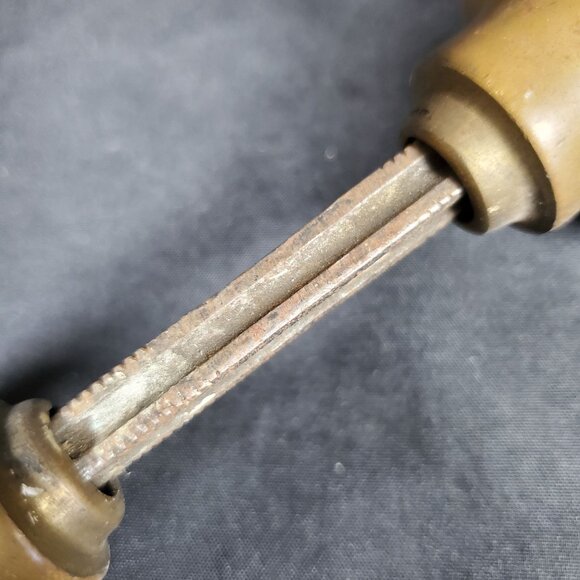 Antique Solid Brass Door Knob Set Early 1900s Mortise Style Double Knob with Spi - Picture 5 of 11